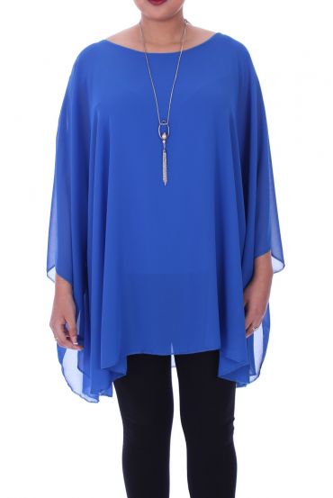 LARGE SIZE TUNIC + NECKLACE 9055 ROYAL BLUE