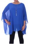 GRANDE TAILLE TUNIQUE + COLLIER 9055 BLEU ROYAL