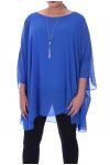 GRANDE TAILLE TUNIQUE + COLLIER 9055 BLEU ROYAL