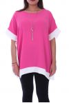 GRANDE TAILLE TOP BICOLORE + COLLIER 9052 FUSHIA