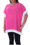 GRANDE TAILLE TOP BICOLORE + COLLIER 9052 FUSHIA