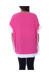 GRANDE TAILLE TOP BICOLORE + COLLIER 9052 FUSHIA