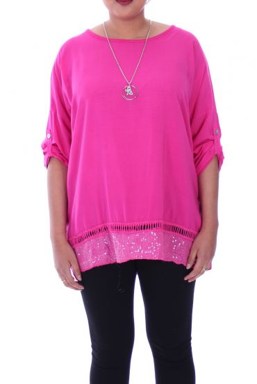 GROOT FORMAAT PAILLETTEN TUNIEK + KETTING 1010 FUSHIA