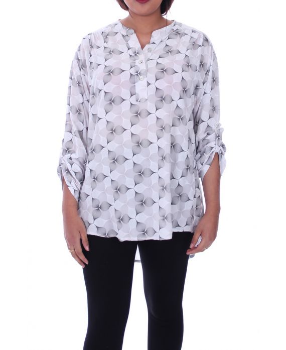 GROOT FORMAAT BLOUSE PRINT 1000 WIT