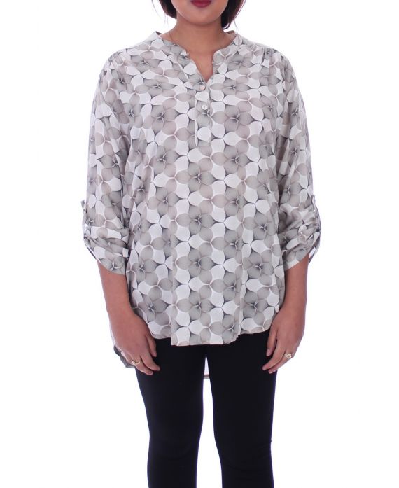 GROOT FORMAAT BLOUSE PRINTS 1000 BEIGE