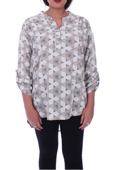 GROOT FORMAAT BLOUSE PRINTS 1000 BEIGE