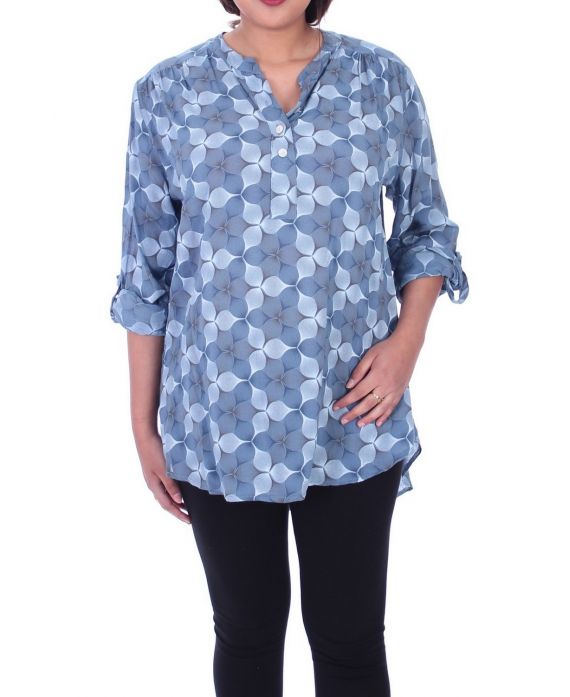 GROOT FORMAAT BLOUSE PRINTS 1000 BLAUW