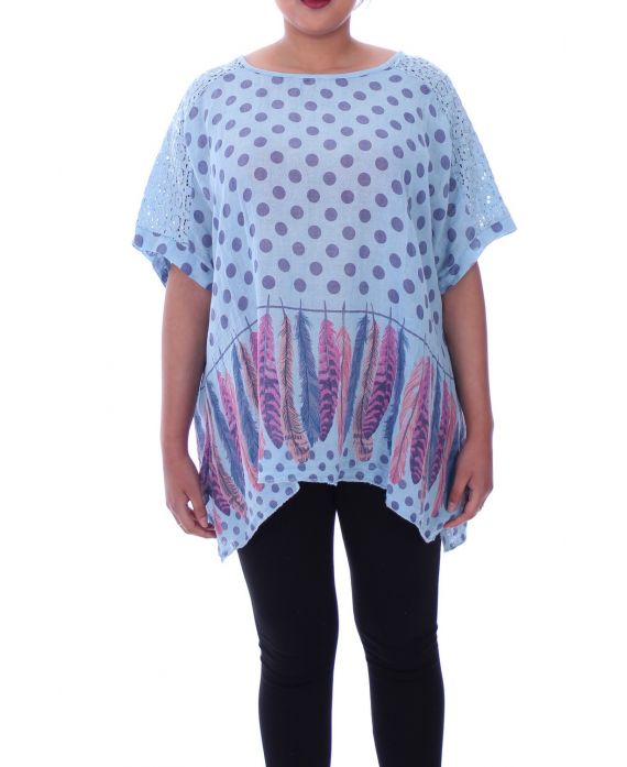 LARGE SIZE TUNIC IN LINEN 1011 BLUE