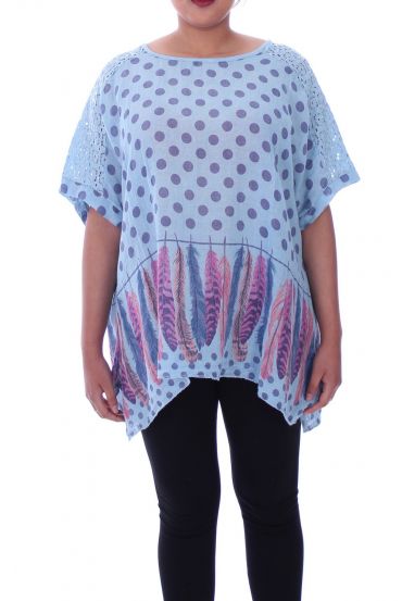 LARGE SIZE TUNIC IN LINEN 1011 BLUE