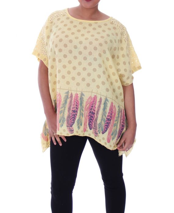 LARGE SIZE TUNIC IN LINEN 1011 YELLOW