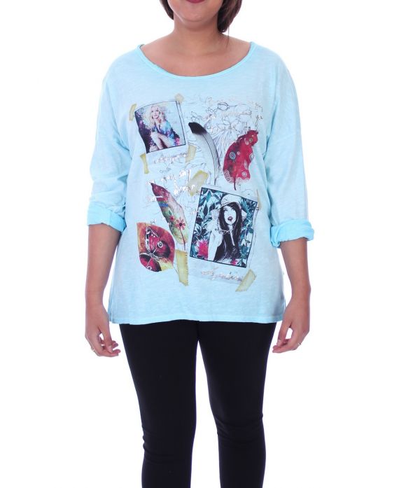 GROTE MAAT T-SHIRT PRINTS 6056 BLAUW