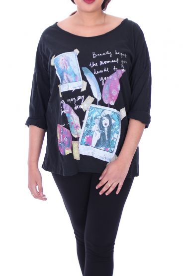 LARGE SIZE T-SHIRT PRINTS 6056 BLACK