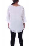 GRANDE TAILLE BLOUSE PERLES 9053 BLANC