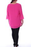 GROßE GRÖßE BLUSE PERLEN 9053 FUSHIA