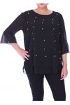 GRANDE TAILLE BLOUSE PERLES 9053 NOIR