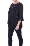 GRANDE TAILLE BLOUSE PERLES 9053 NOIR