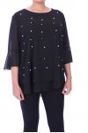 GRANDE TAILLE BLOUSE PERLES 9053 NOIR