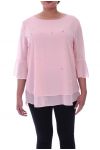 GRANDE TAILLE BLOUSE PERLES 9053 ROSE