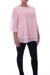 GRANDE TAILLE BLOUSE PERLES 9053 ROSE