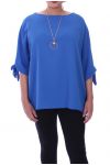 GRANDE TAILLE TOP + COLLIER 9054 BLEU