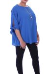 GRANDE TAILLE TOP + COLLIER 9054 BLEU