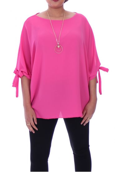 GROßE GRÖßE TOP + HALSKETTE 9054 FUSHIA