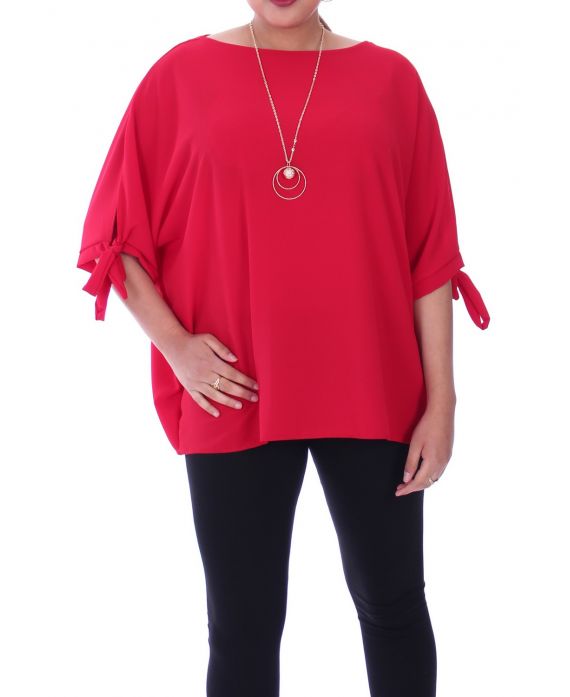 GRANDE TAILLE TOP + COLLIER 9054 ROUGE