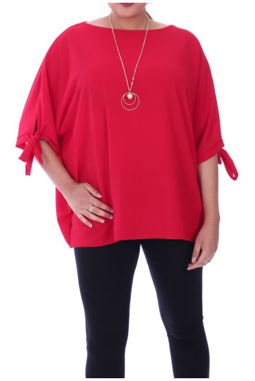 GRANDE TAILLE TOP + COLLIER 9054 ROUGE