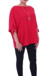 GRANDE TAILLE TOP + COLLIER 9054 ROUGE