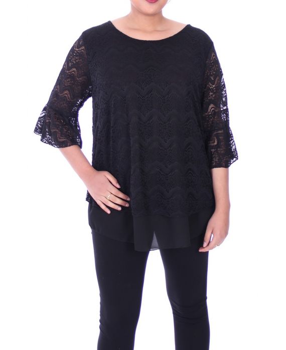 GROOT FORMAAT TUNIEK TOP LACE 9057 ZWART