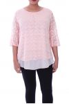 LARGE SIZE TUNIC TOP LACE 9057 ROSE