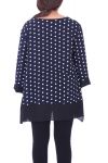 LARGE SIZE TUNIC TOP HAS POLKA DOT 9058 NAVY BLUE