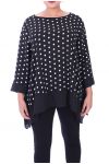 LARGE SIZE TUNIC TOP HAS POLKA DOT 9058 BLACK