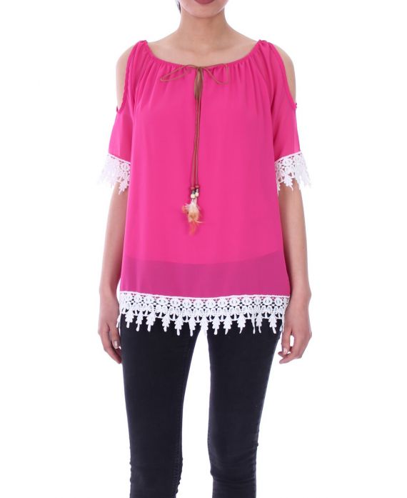 LACE TOP 9045 FUSHIA