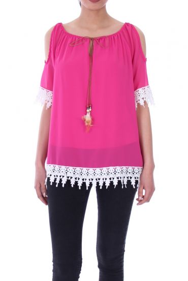 LACE TOP 9045 FUSHIA