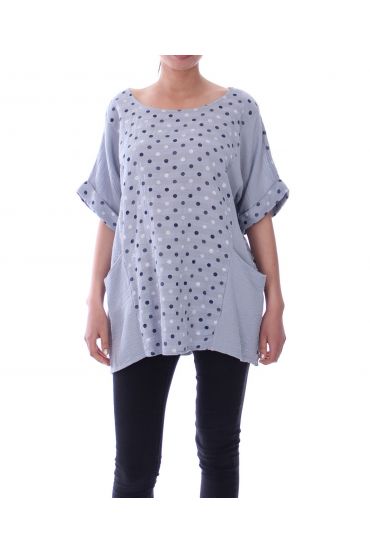 TUNIEK 2 ZAKKEN POLKA DOTS 9083 GRIJS