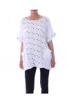 TUNIC 2 POCKETS POLKA DOTS 9083 WHITE