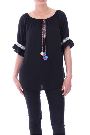 TUNIC HAS POM-POMS 9080 BLACK