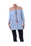 TUNIC HAS POM-POMS 9080 BLUE SKY