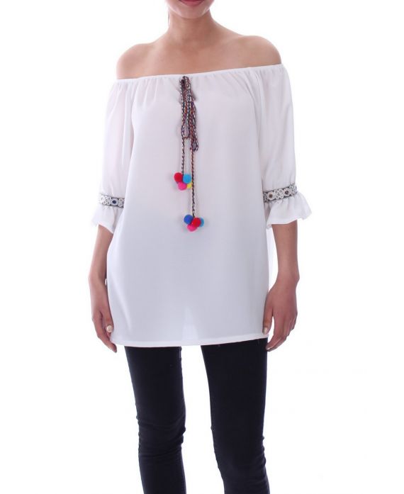 TUNIC HAS POM-POMS 9080 WHITE