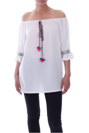 TUNIC HAS POM-POMS 9080 WHITE