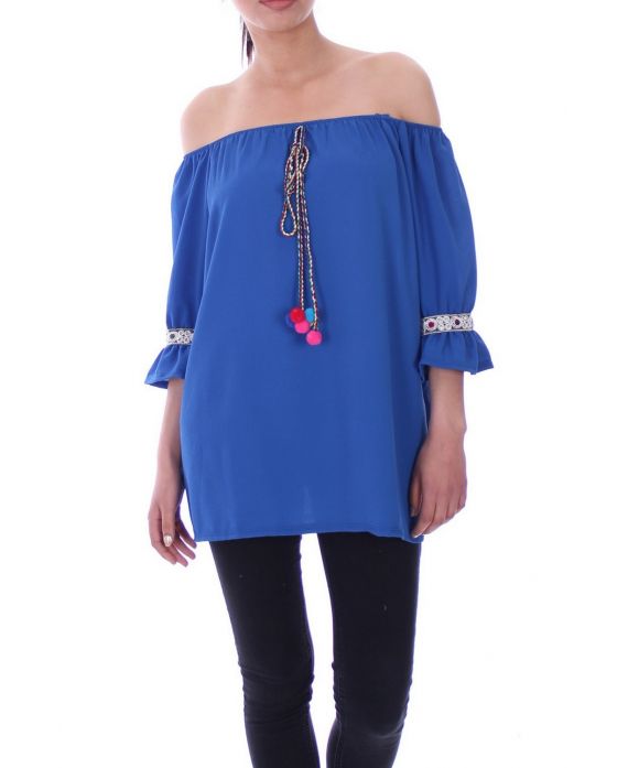 TUNIC HAS POM-POMS 9080 ROYAL BLUE