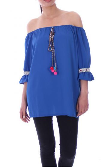 TUNIC HAS POM-POMS 9080 ROYAL BLUE