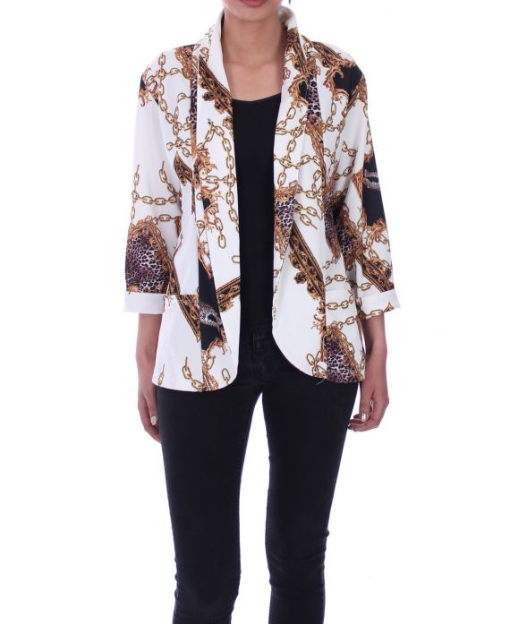 CHAQUETA BLAZER IMPRESO 9061 BLANCO