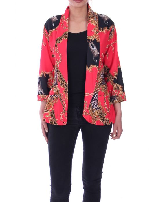 CHAQUETA BLAZER IMPRESO 9061 ROJO