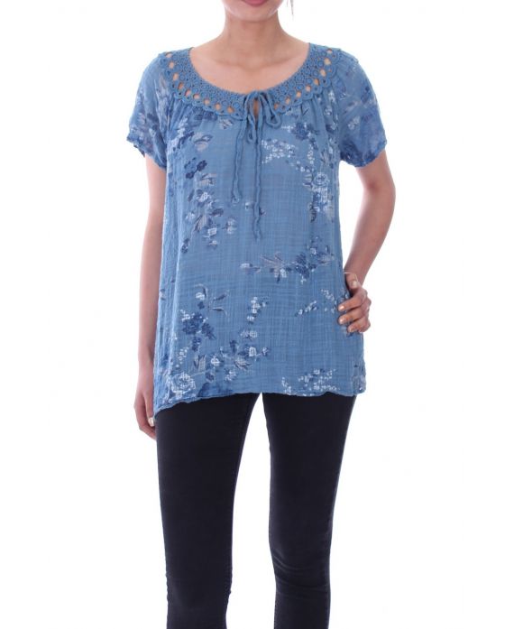 TOP AUSSCHNITT BRODE 9072 BLAU