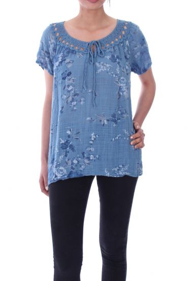 TOP AUSSCHNITT BRODE 9072 BLAU