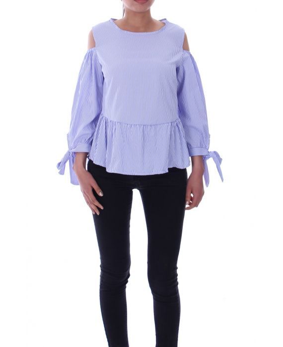 BLOUSE EPAULES OUVERTES 9081 BLEU