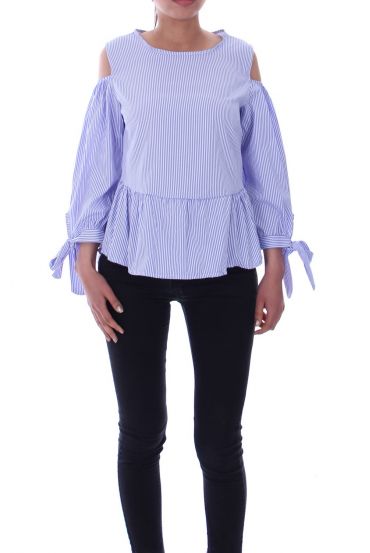 BLOUSE EPAULES OUVERTES 9081 BLEU