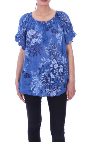 TUNIEK FLORAL 9078 BLAUW